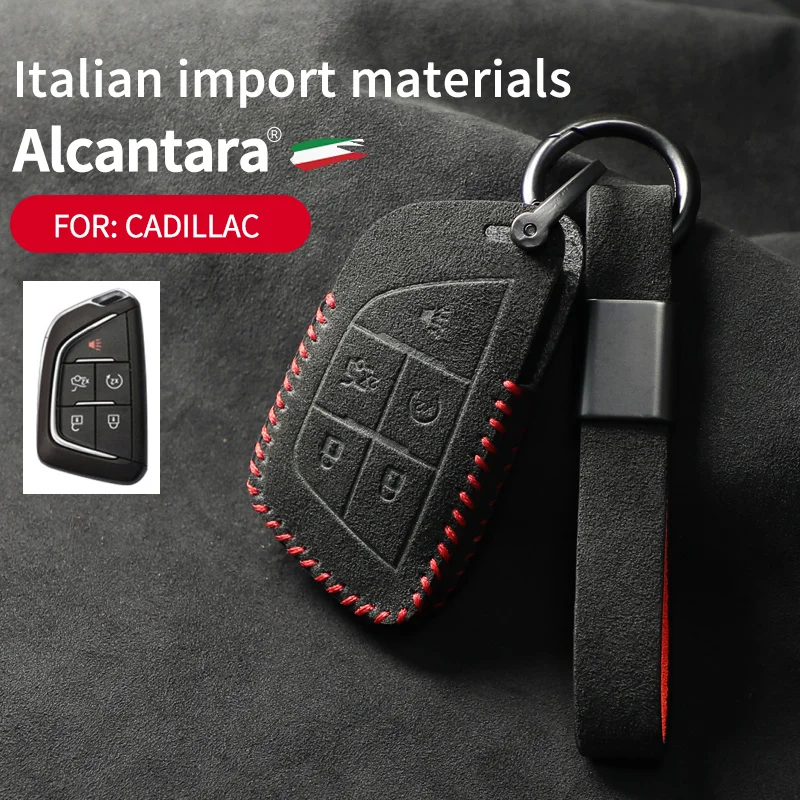 

Alcantara Suede Car Key Bag For Cadillac CT5 CT4 LYRIQ 2022 2021 2020 2023 Accessories