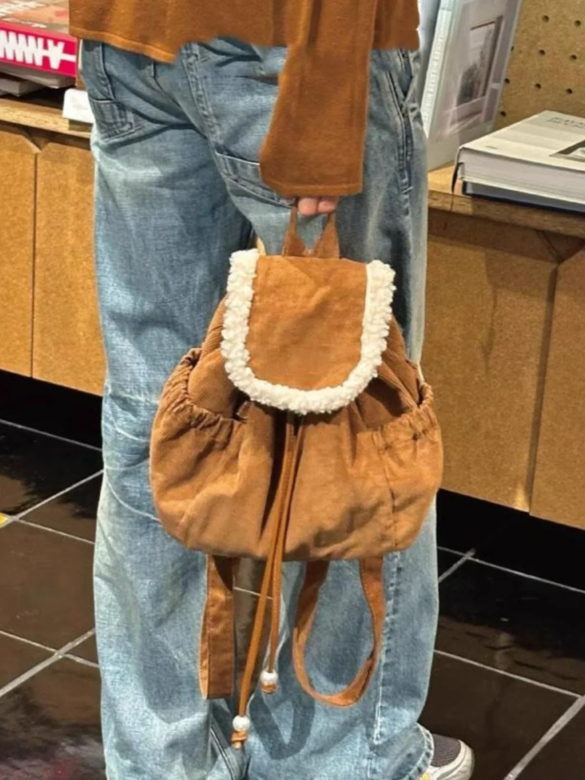 Miyagawa корейский рюкзак из овечьей шерсти для женщин повседневная универсальная