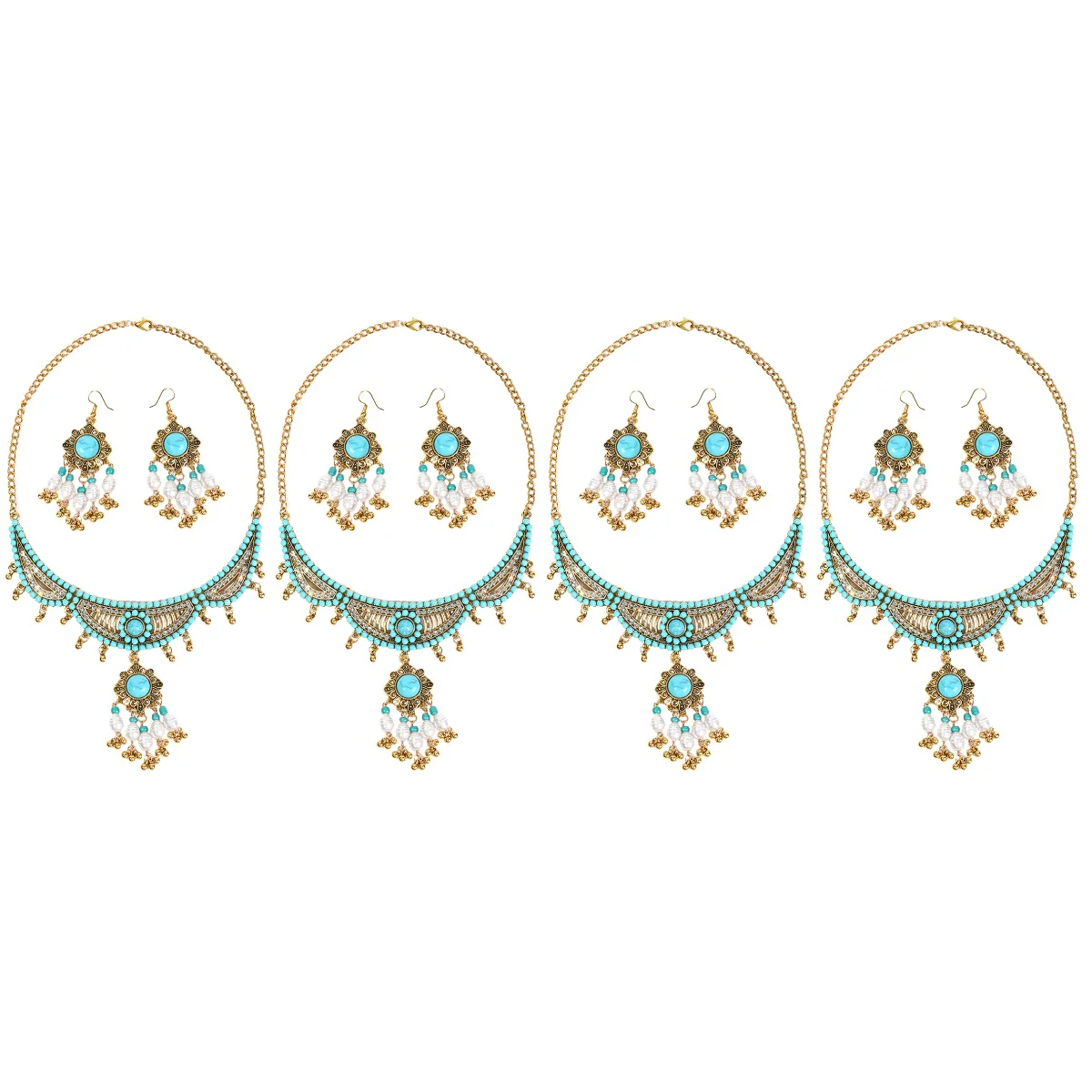 

Girls Jewelry Set Statement Necklace Women Boho Women's Sets Chunky Bohemian Earrings Summer