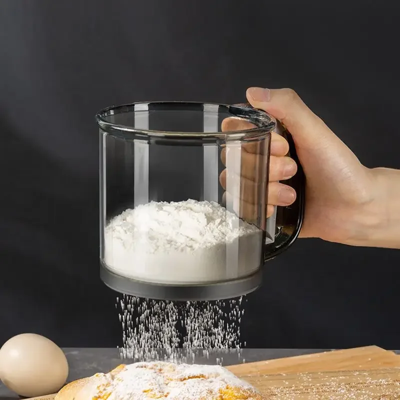

Kitchen Flour Sieve Handheld Semi-automatic Sugar Sifter Powder Shaker Handle Measuring Cup Making Tool Baking kitchen tools