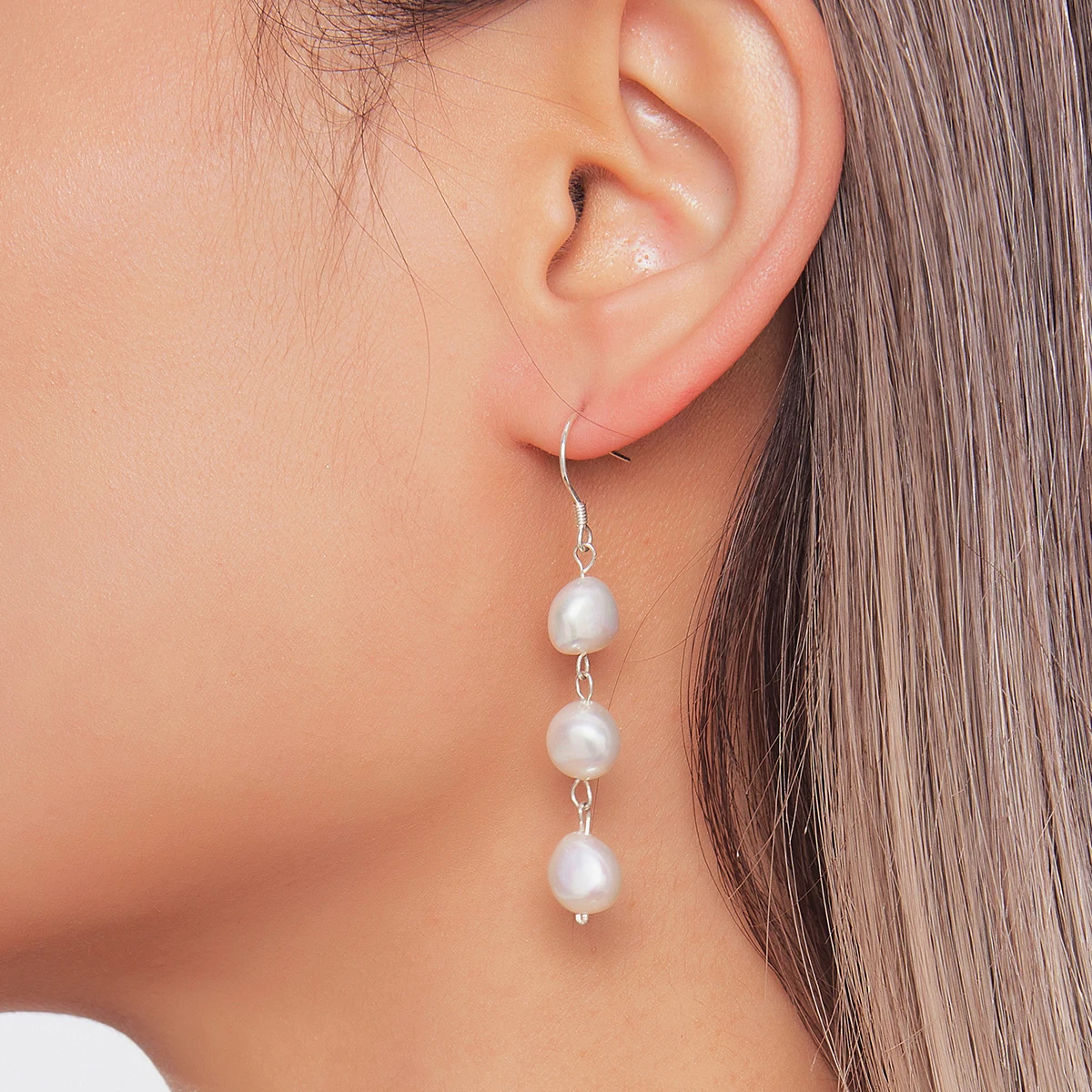 Серьги-кисточки HENGSHENG в стиле барокко с пресноводным белым жемчугом 8-9 мм серьги