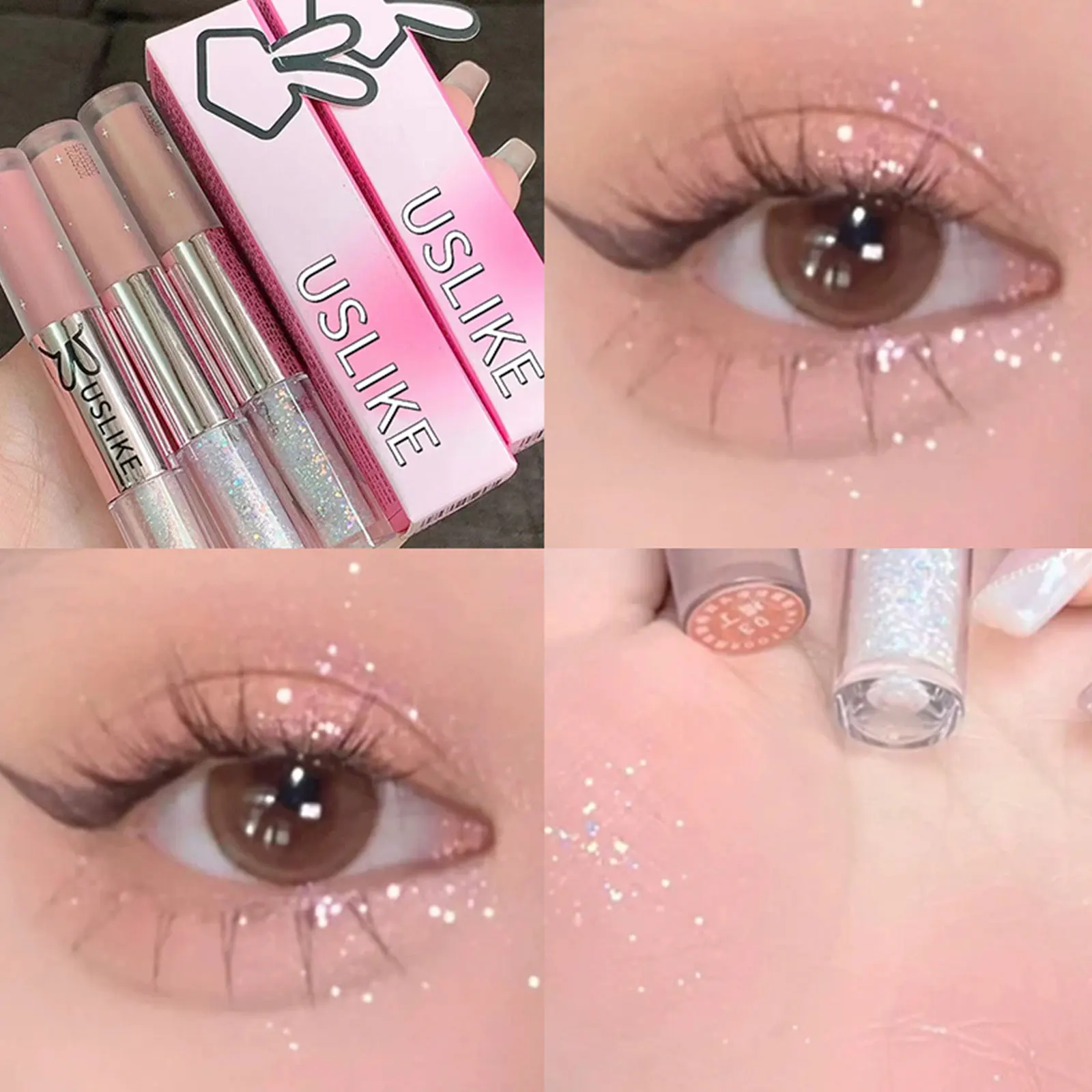 

Glitter Highlighter Liquid Eyeshadow Waterproof Pearlescent Shiny Eye Shadow Sequins Lying Silkworm Makeup Cosmetic Beauty Tool