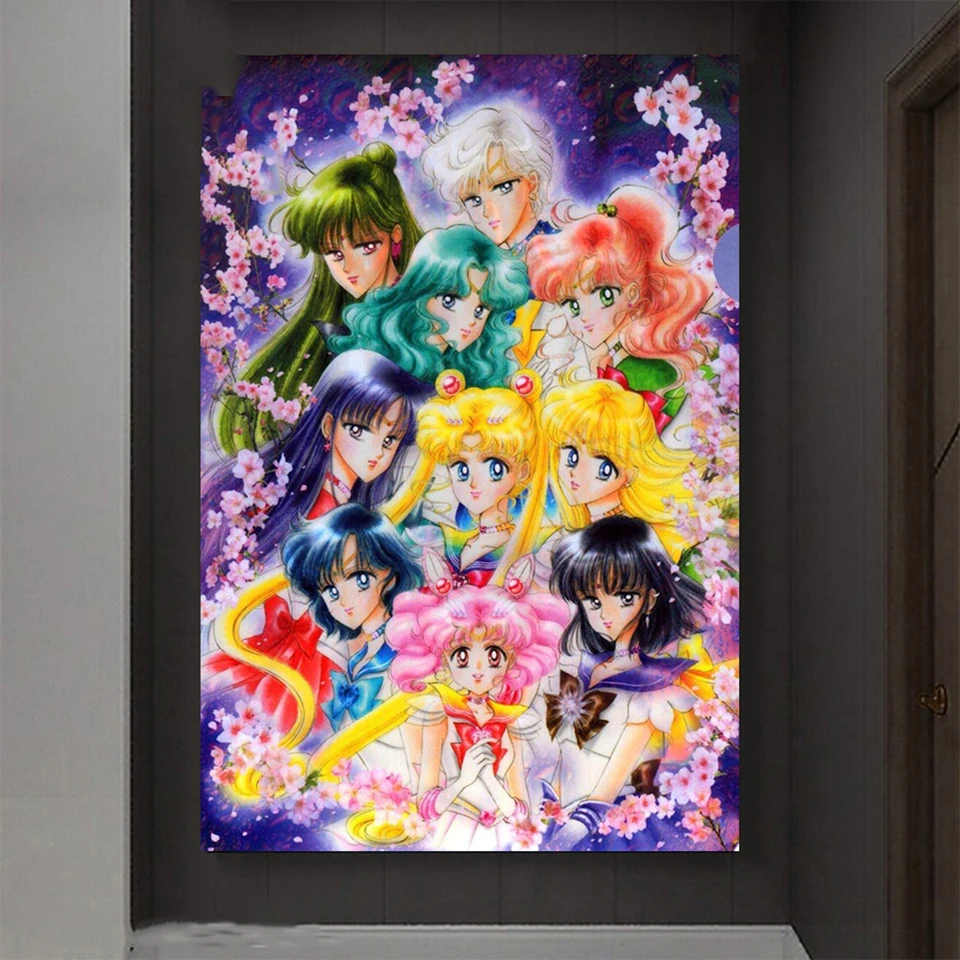 

5D Sailor moon Cartoon Diamond Painting Full round drill Mosaic Round Diamond Embroidery Cross Stitch Diamond Rhinestones D155