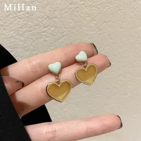 mihan fashion jewelry heart earrings popular design sweet temperament resin enamel drop earrings for women party gifts