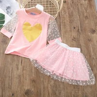 summer kids clothing topskirt suit heart shaped print baby girl clothes girls clothes clothing for girls