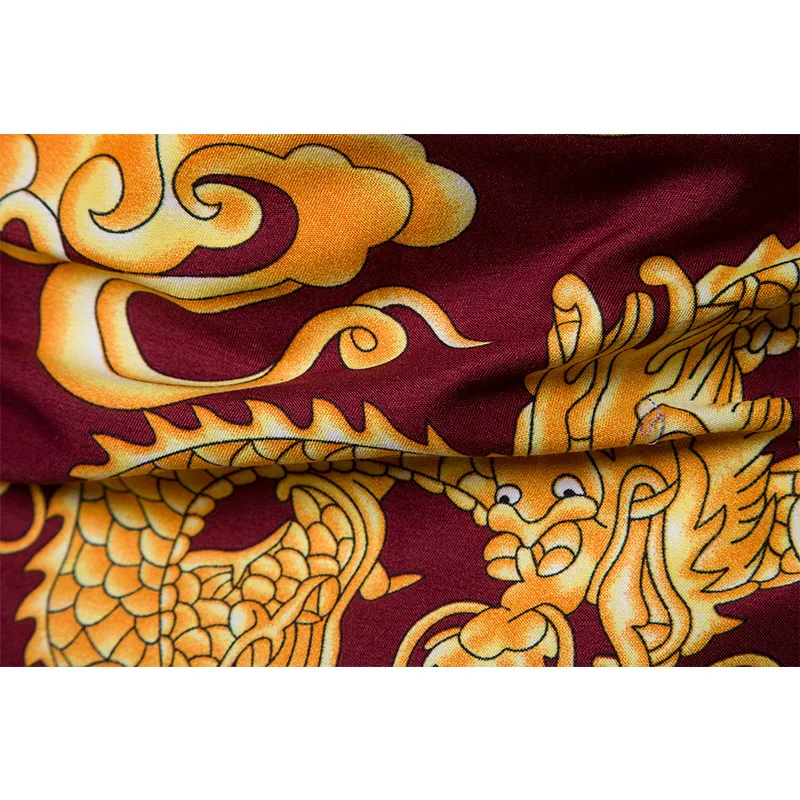 Mattswag Brand New Mens Gold Dragon Printed Shirt Chinese Style Spring Autumn Long Sleeve Shirts Casual Loose Stylish Camisa 4XL