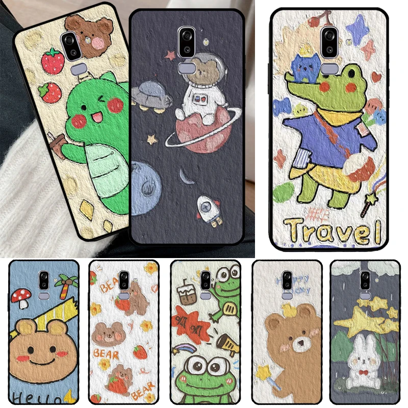 Милый корейский чехол для телефона с изображением кролика и медведей Samsung Galaxy J6 J4