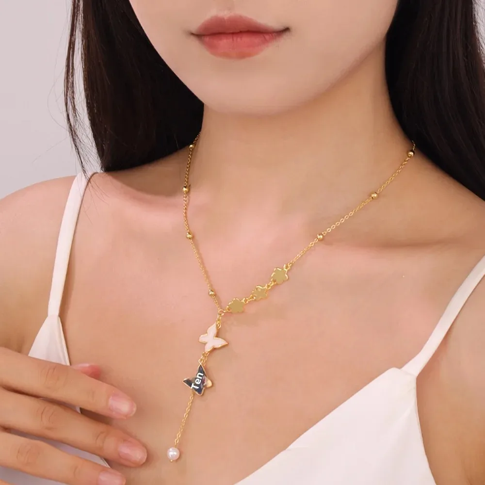 Новое роскошное легкое ожерелье в форме бабочки для женщин цветочный дизайн с