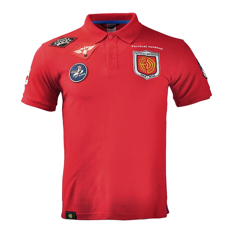 

HAN WILD Men's Polo Shirts Casual Short Sleeves High Quality Sports T Shirt Cotton Embroidery Fashion Men Women T Shirt