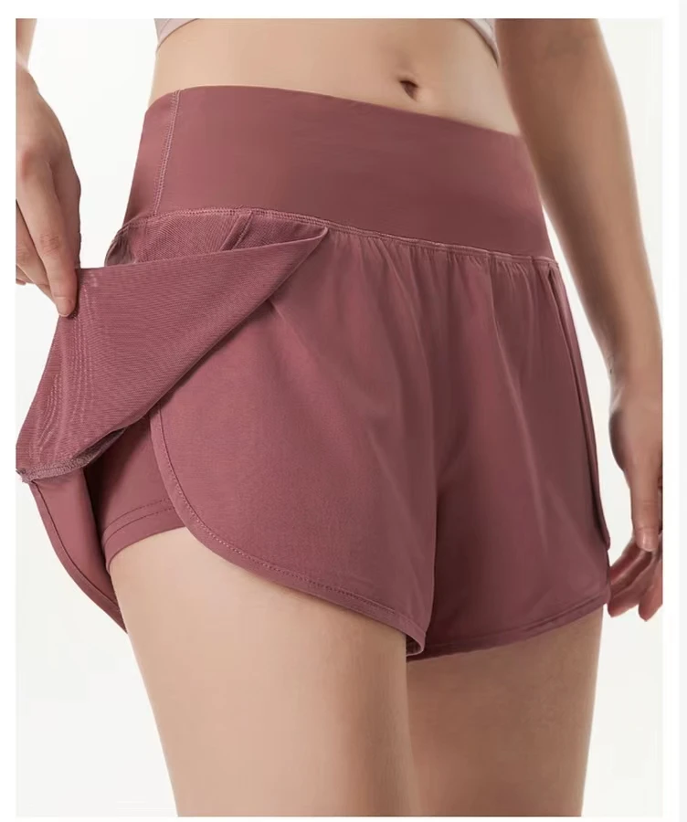 

Casual Yoga Shorts High Waist Fake Two Pieces Anti-Running 2022 New Sports Shorts Running Fitness