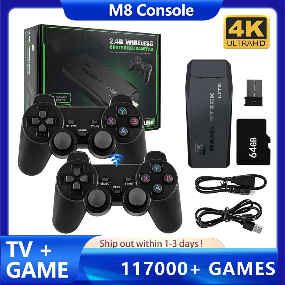 

Консоль игровая M8, 2,4 ГГц, 64 ГБ, 4 к, 1000 игр