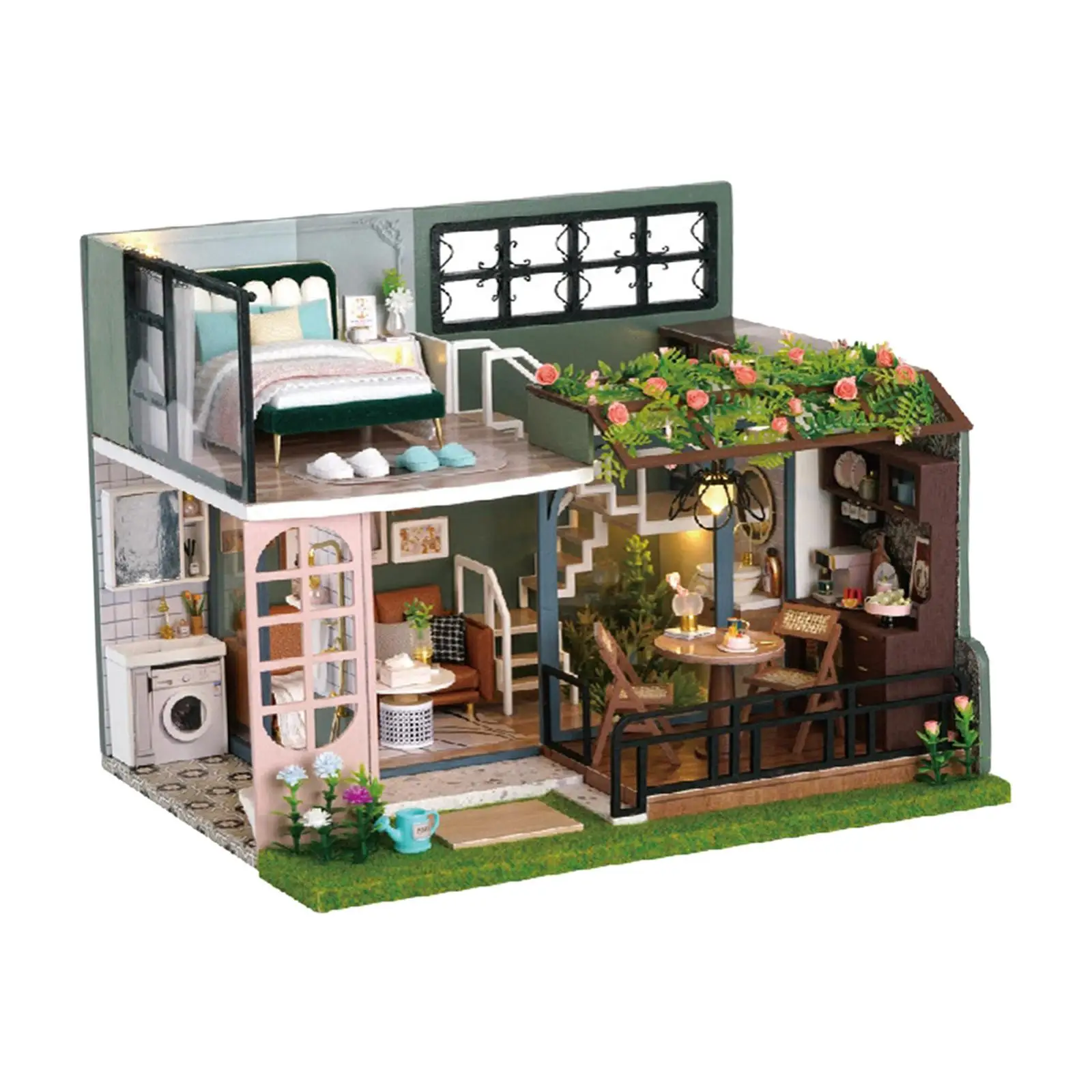 

Unassembled Dollhouse DIY Kit Dollhouse Building Kit Miniaturas Toy for Living Room Shelf Cabinet Decoration Collection