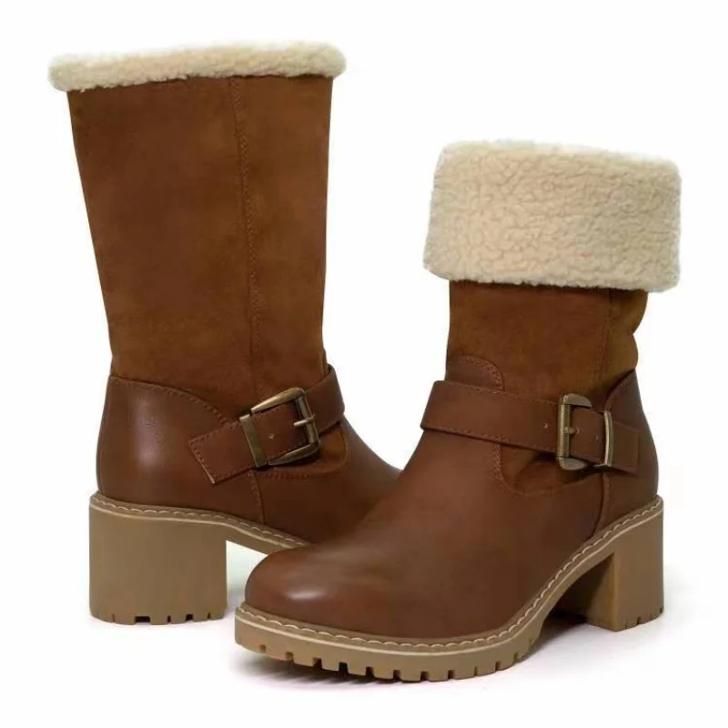 Winter Boots Women's Fur Warm Snow Boots Warm Wool Boots Ankle Boots Comfort Shoes Casual Women's Middle and Small Leg Boots