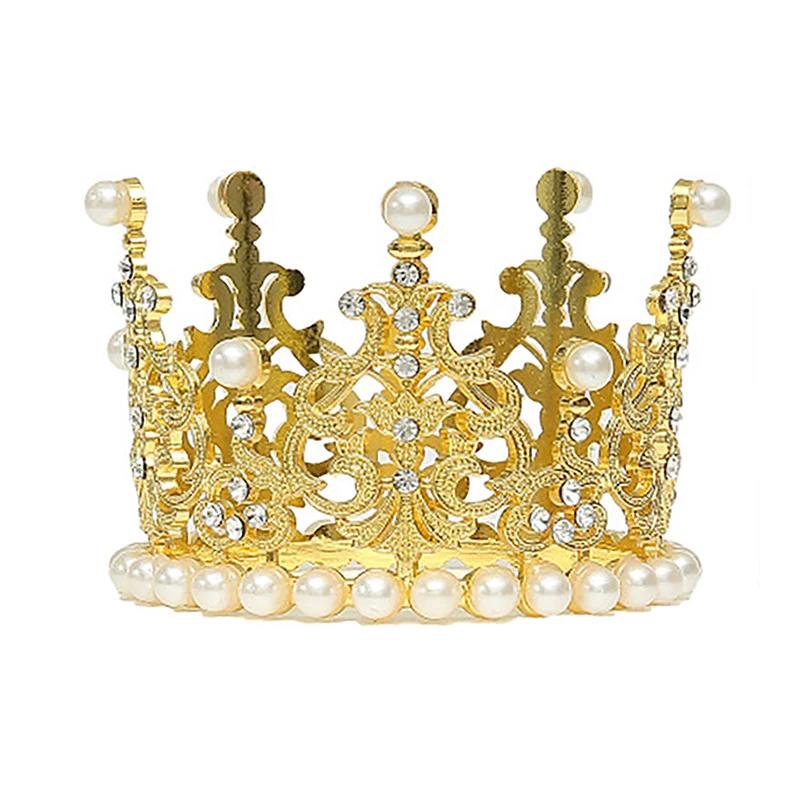 Маленькая жемчужная корона Элегантная золотистая и серебристая тиара
