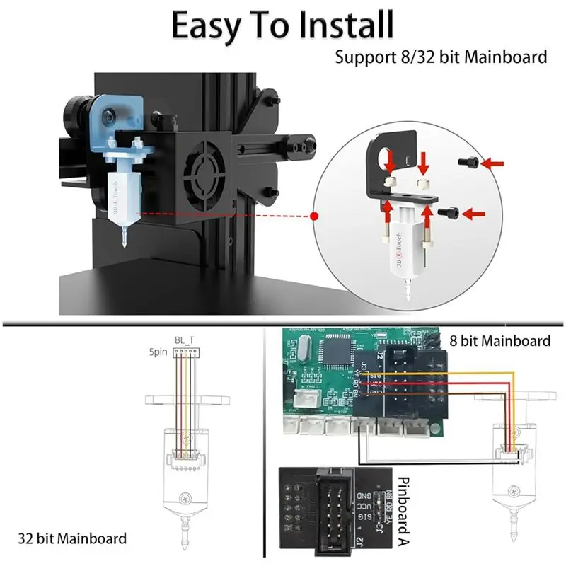 Фото Датчик автоматического выравнивания BAAJ-Upgrade BL-Touch V3.2 с 4 кронштейнами, комплект BL-Touch для 8- или 32-битных материнских плат, прочный, простой в установке №4
