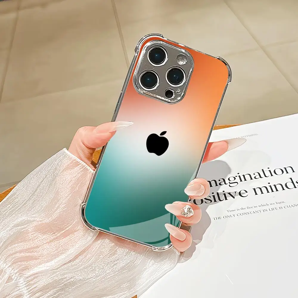 Оранжево-зеленый градиентный чехол из закаленного HD-стекла для iPhone 1817161514131211 Promax Pro Plus, устойчивый к падениям. (art.: 3920dd0d03df3) - 3920dd0d03df3