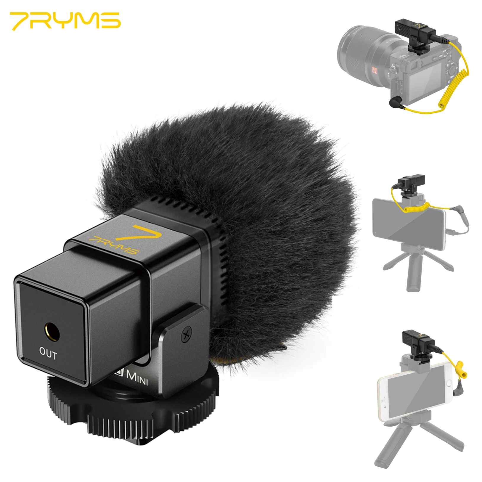 

Микрофон для мини-камеры 7RYMS Minbo, для DSLR-камер, смартфонов iPhone, Android, микрофон для ружья для Tiktok