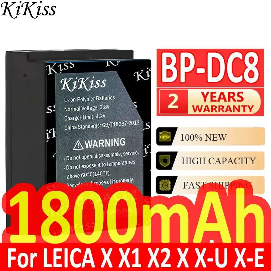 Фото Мощный аккумулятор KiKiss BP-DC8 BPDC8 емкостью 1800 мАч для камер LEICA X Vario X1 X2 Typ113 X-U Typ113 X-E Typ102 Typ107 №1