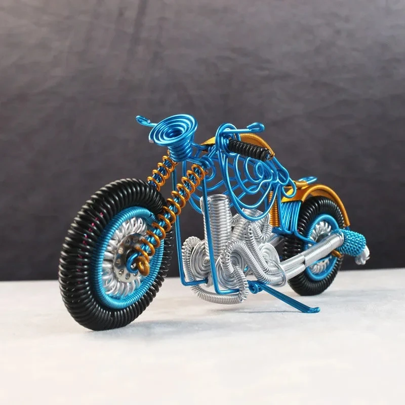 

Handmade Metal Motorcycle Home Decor Aluminum Wire Woven Chariot Decoration Creative Gift декор для дома