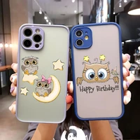 cute owl phone case matte translucent for iphone apple 12pro 13 11 pro max mini xs x xr 7 8 6 6s plus se 2020 cover