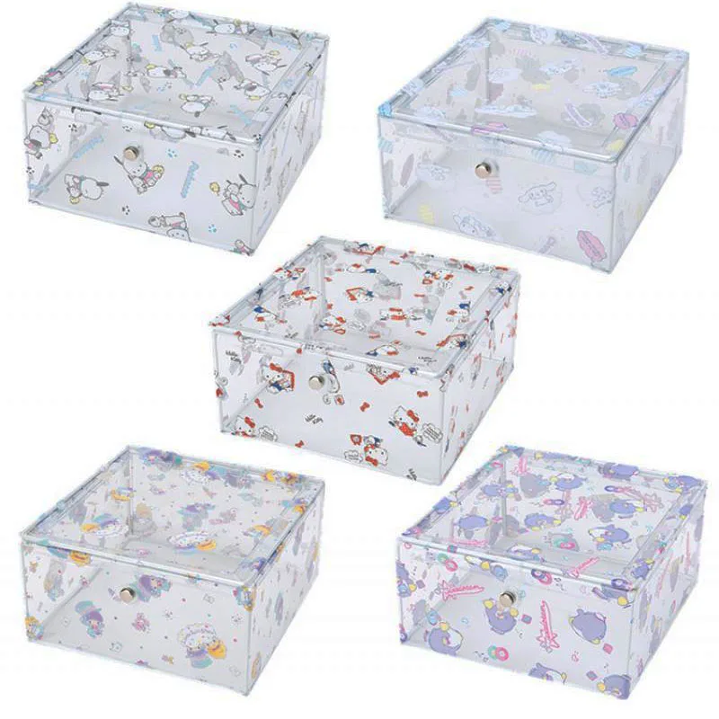 

18Cm Kawaii Cinnamoroll Kittys Gemini Pochacco Sanrio Plush Cartoon Cute Transparent Desktop Storage Box Anime Plush Toy For Gir