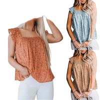 2022 summer new fashion casual womens floral small vest square neck pullover loose sleeveless top
