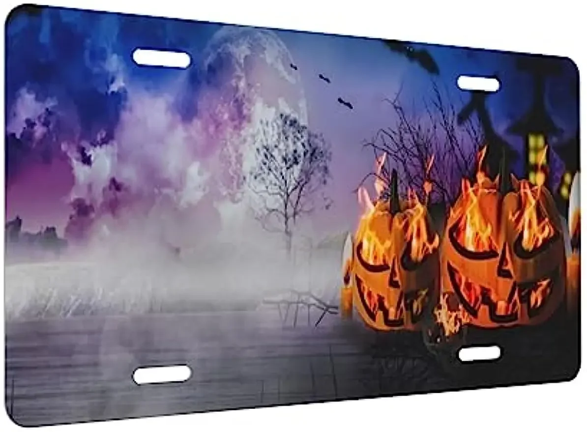 Номерный знак с изображением тыквы на Хэллоуин 6 х 12 дюймов персонализированные