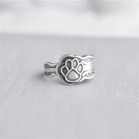 cute romantic lady metal ring delicate personality cat paw print silver color rings party banquet jewelry gift for her