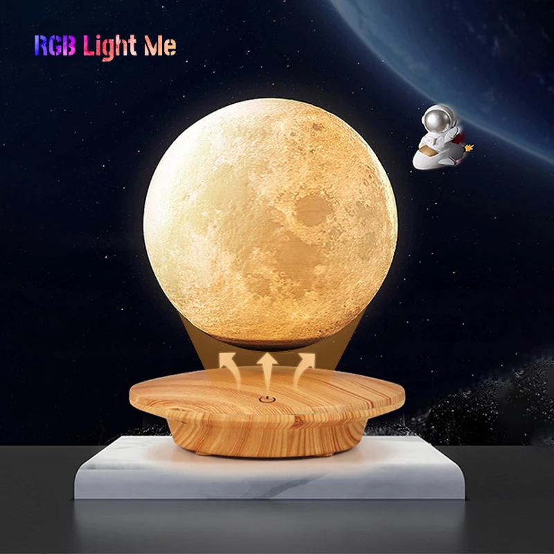 

Novelty 3D Floating Magnetic Levitation Moon Lamp Rotate LED Night Light 3 Colors Dimmable Bedroom Decor Bedside Table Lamp