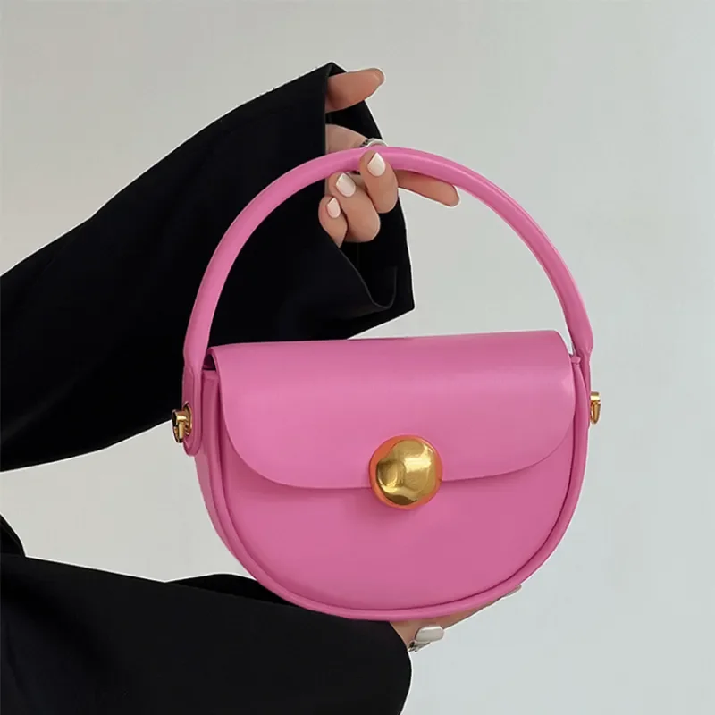

Women's Fashion Simple Solid Color Round One Shoulder Messenger Bag Casual Versatile Exquisite Handbag сумка женская 2023 тренд