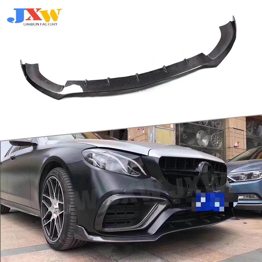 

For B Style E Class Carbon Fiber Front Bumper Lip Spoiler Splitters For Mercedes Benz W213 E63 AMG 2017-2019