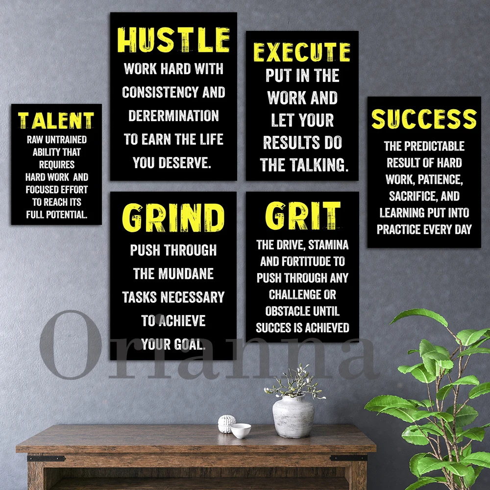 

Success Grit Talent Execute Grind Hustle Positive Affirmation Wall Decor Entrepreneur Wall Art Print Motivational Quote Poster