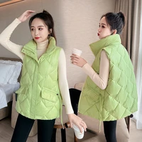 shiny womens cotton vest womens short style 2022 winter new korean version loose warm vest vest casual with the tide