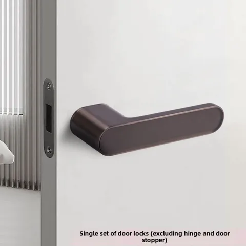 Минималистичный магнитный дверной замок с одной ручкой, черный/серый, бесшумный экологический дверной замок с ключом из цинкового сплава для спальни, домашнего офиса