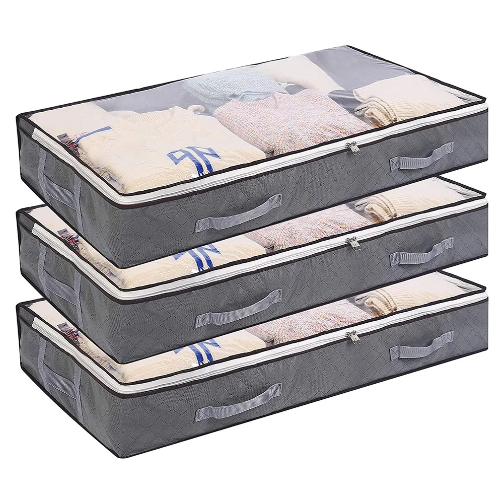 

1PC Underbed Storage Bags 75L Foldable Clothes Bag Reinforced Handles Home Garden Household Supplies Cleaning For Blankets