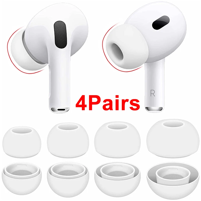 

4Pairs Soft Silicone Ear Tips for Airpods Pro 1 2 Protective Earbuds Cover Noise Reduction Hole Ear-pads for Apple Air Pods Pro