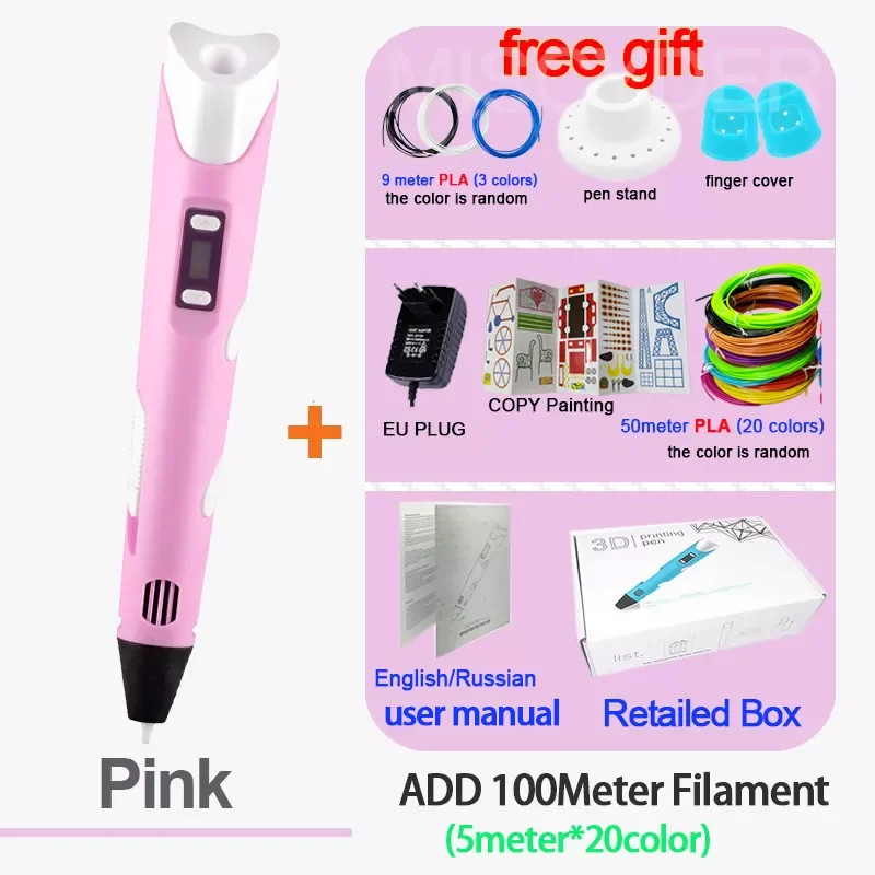 

NEW2023 3D Pen for Children 3D Drawing Printing Pencil with LCD Screen PLA Filament DIY Toys Christmas Birthday Gift