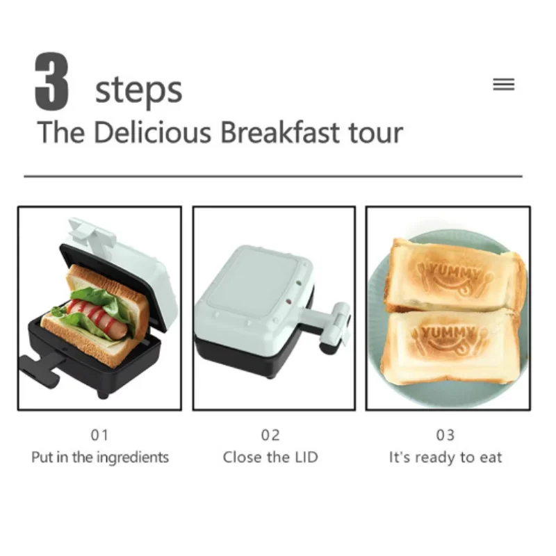 220V/110V мини бутербродница с двухсторонним нагревом Завтрак машина сэндвич