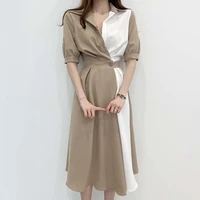 dress waist up temperament french style contrasting color dress with a sense of niche and light familiarity japan korea 2022