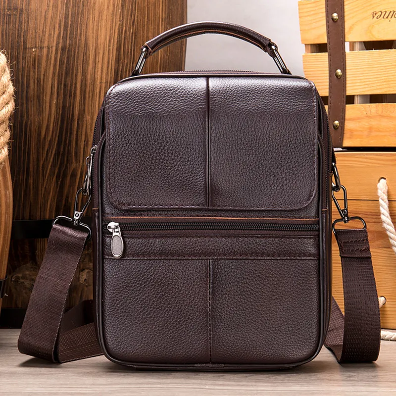 Genuine leather men's bag shoulder bag men's messenger bag briefcase retro business leisure men's bag fashion cowhide backpack
