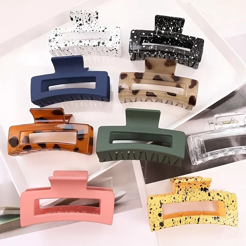 

Многоцветная большая толстая акриловая заколка для волос, прямоугольная заколка для волос, резиновые зажимы для волос, Нескользящие зажимы для волос