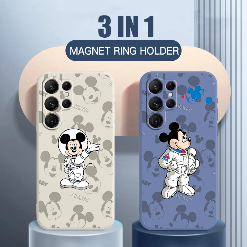 

Mickey Astronaut Donald Duck Phone Case For Samsung S22 S21 S20 FE S10 Note 20 10 Plus Lite Ultra 5G Funda Liquid Rope Cover
