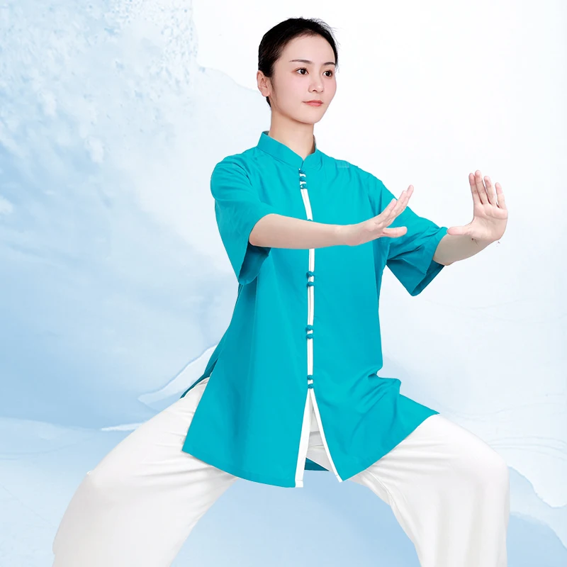 Summer Breathable Kung Fu Tai Chi Clothing Martial Arts Clothes Taijiquan Wushu Uniform Wing Chun Multicolor 2022 New Style