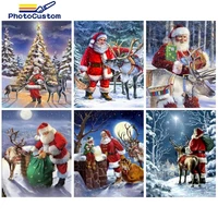 photocustom paint by number snow drawing gift diy pictures by numbers santa claus kits hand painted painting art home decor