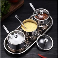304 stainless steel seasoning pot set kitchen visual seasoning salt sugar pepper seasoning pot seasoning box