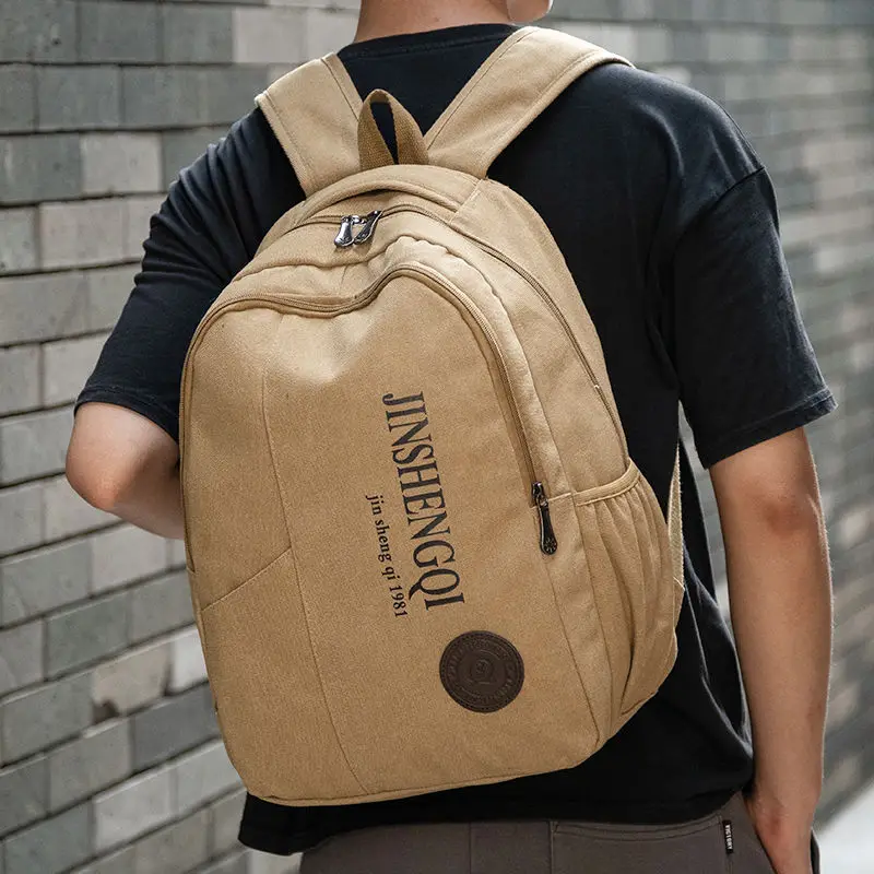 

Men Canvas Backpack Male Laptop College Student School Bags for Teenager Vintage Mochila Casual Rucksack Travel Daypack
