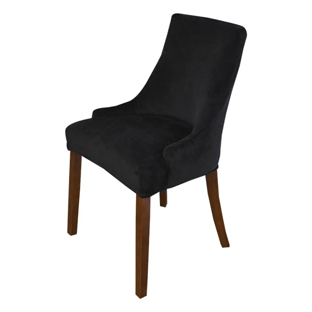 2x Stretch Back Chair Slipcover Reusable Arm Chair Cover Wine Red Black