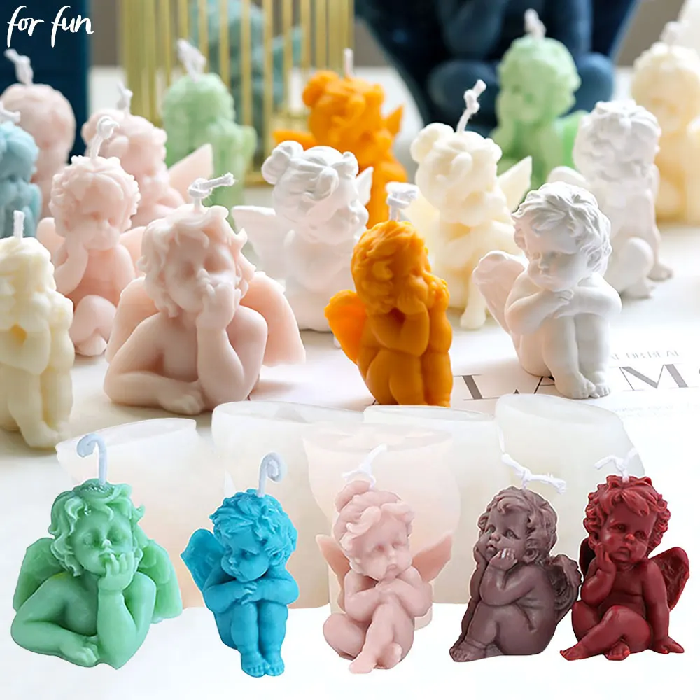 

For Fun Little Angel Candle Silicone Mold Winged Angel Cake Ornament Mold Angel Handmade Soap Gypsum Candle Making Resin Mold