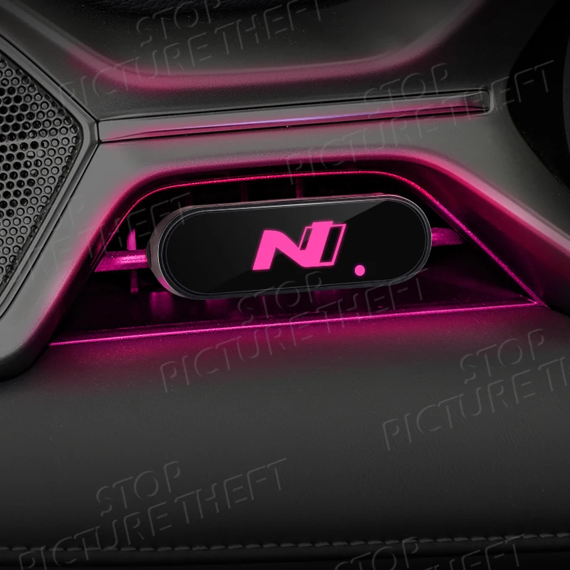 Для Hyundai N Line Logo Tucson Elantra Veloster I30 I10 Эмблема Автомобильное воздуховыпускное отверстие Ароматерапия Атмосфера Свет Светодиодный освежитель воздуха