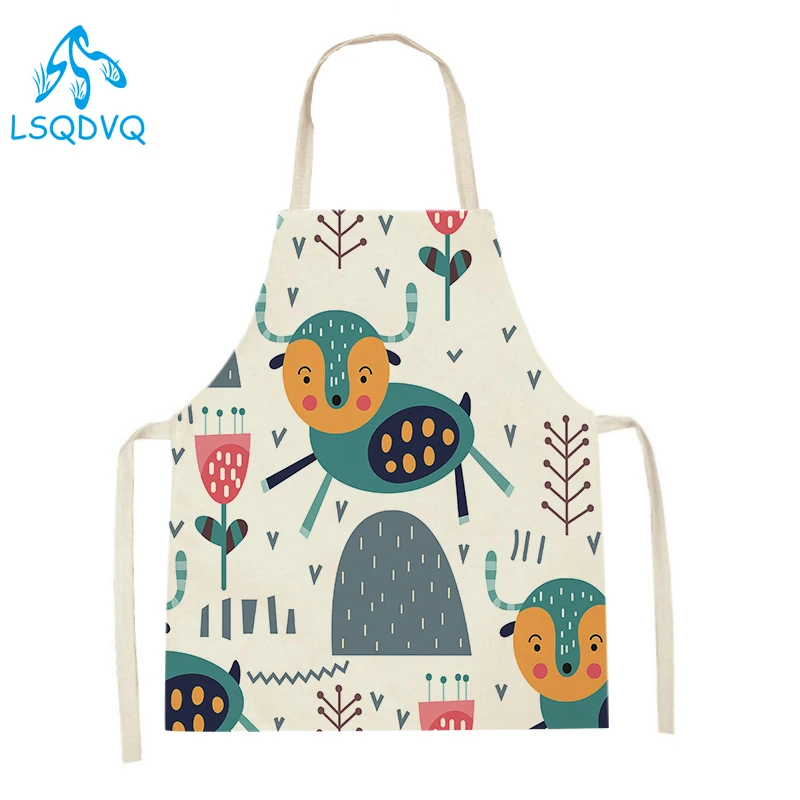 

Animal Kitchen Apron Women Snails Crocodile Print Pinafore Adult Child Apron Cooking Accessories Household Cleaning Supplies